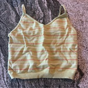 FOREVER 21 - Pale Green Striped White & Orange Tiny Tank Top💚